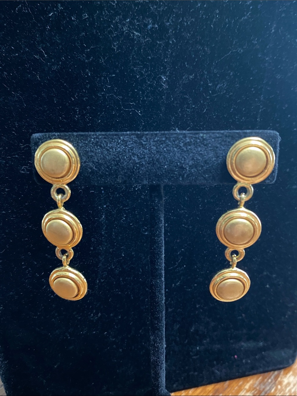 Liz Claiborne Gold-Tone Triple Disc Drop Earrings